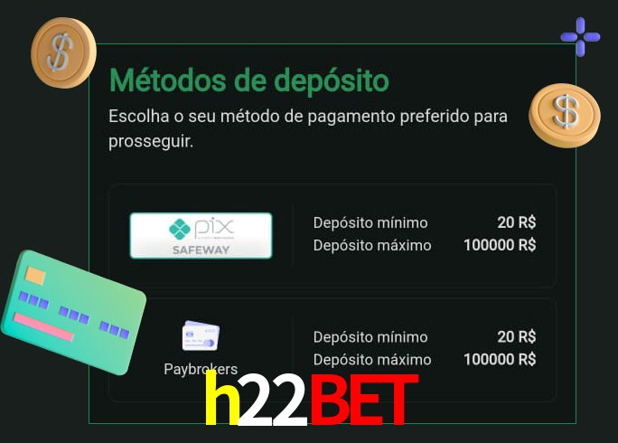 O cassino h22bet oferece uma grande variedade de métodos de pagamento